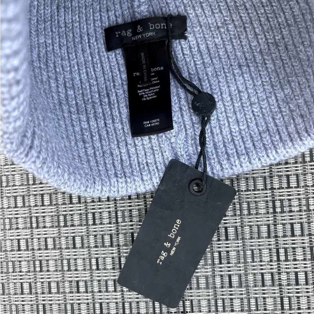 ❌SOLD❌ BNWT - RAG & BONE Ribbed Wool Beanie Grey Melange - Picture 6 of 8